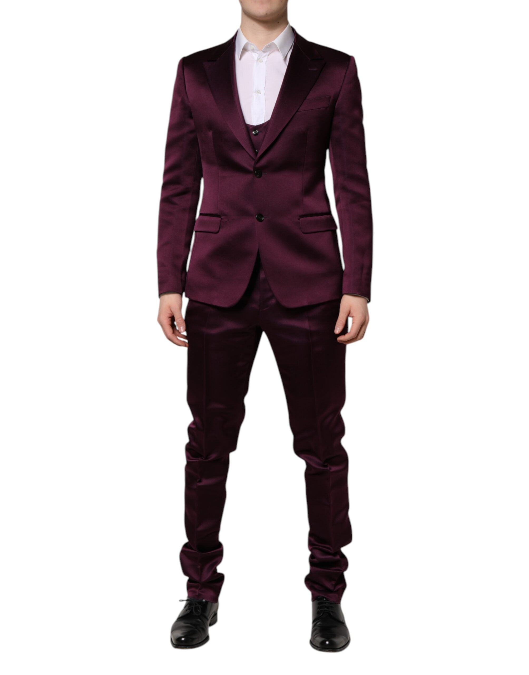 Dark Purple Silk 3Piece Single Breasted Suit mens luxury fashion - Mens Edit