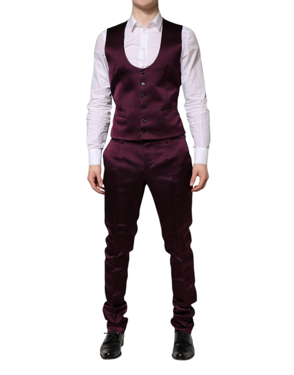 Dolce & Gabbana 100% Silk Three-Piece Suit in Dark Purple