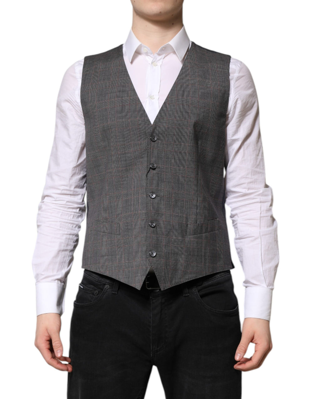 Dolce & Gabbana Virgin Wool Waistcoat in Grey
