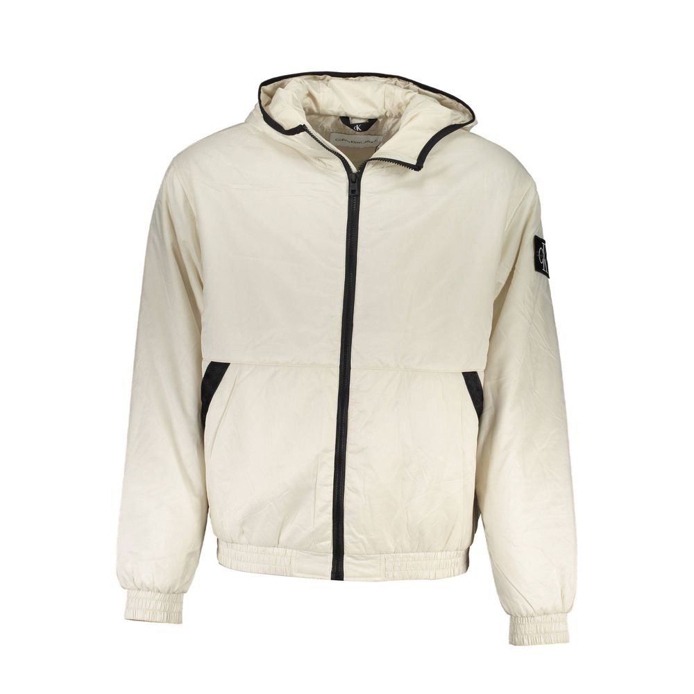 Beige Recycled Polyester Men's Jacket mens luxury fashion - Mens Edit