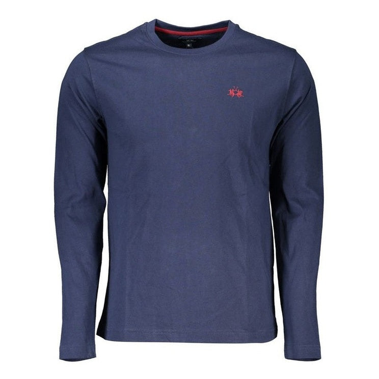La Martina Blue Crew Neck Embroidered Men's T-Shirt - Designer | Mens Edit