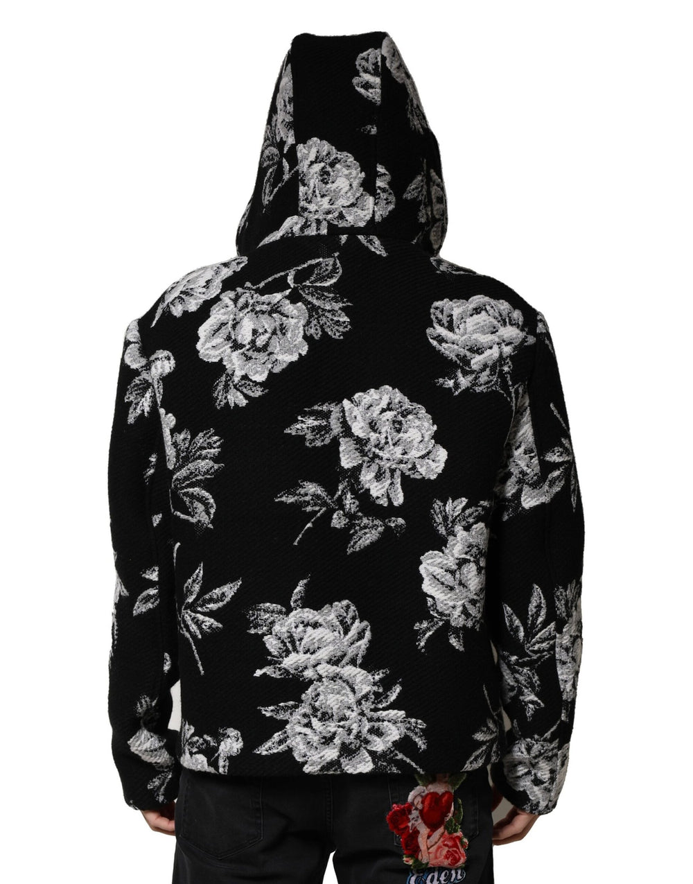 Dolce & Gabbana Floral Printed Hooded Jacket in Black