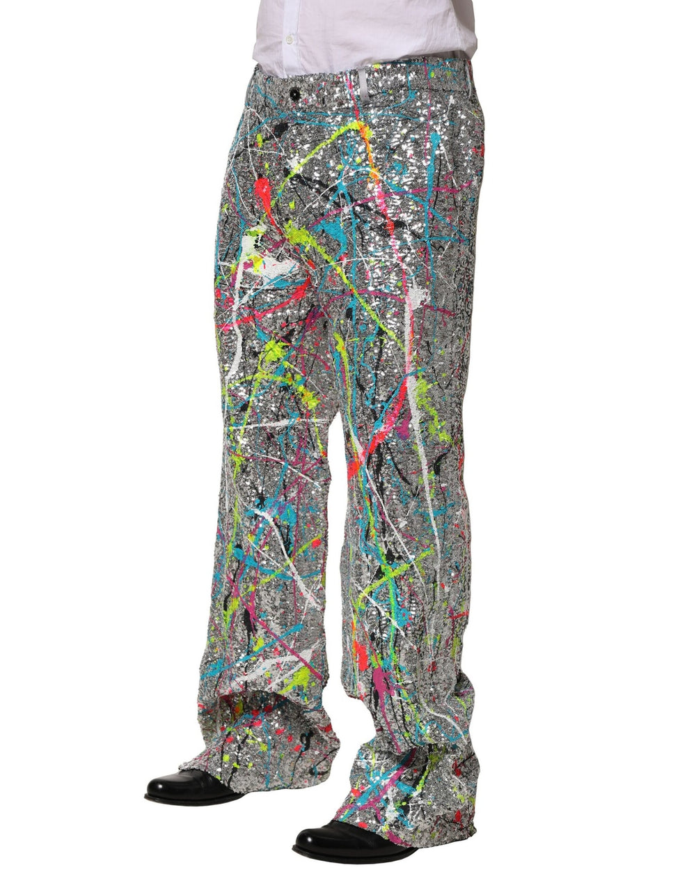 Dolce & Gabbana Sequined Straight Trousers in Multicolour