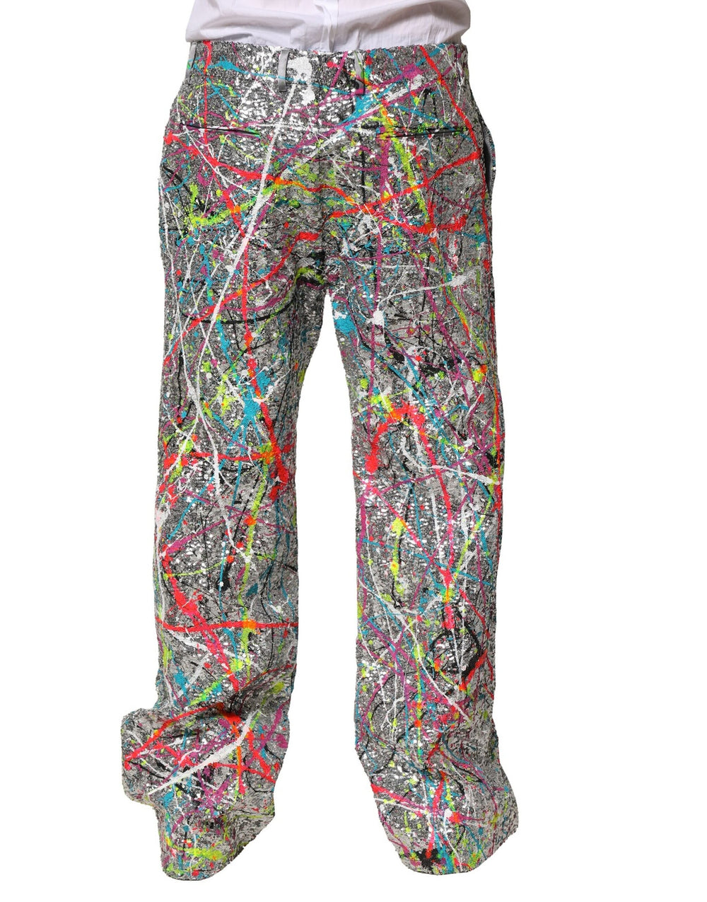 Dolce & Gabbana Sequined Straight Trousers in Multicolour