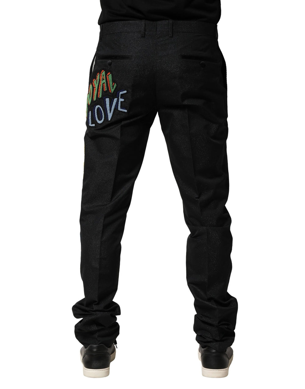 Dolce & Gabbana Graphic Embroidery Tapered Trousers in Black