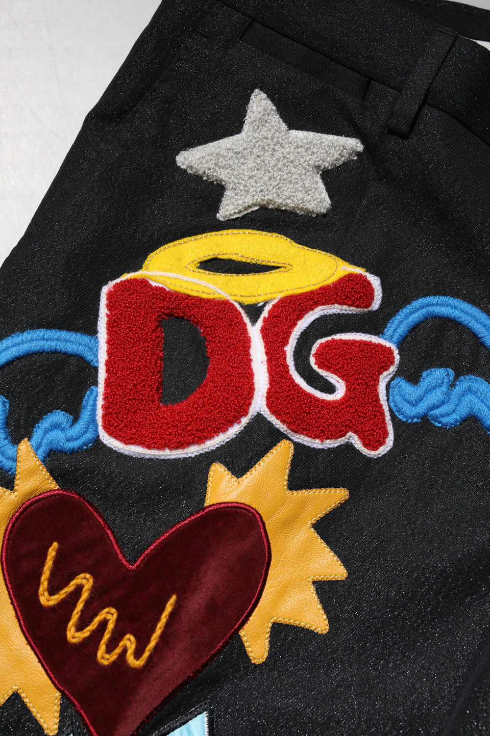 Dolce & Gabbana Graphic Embroidery Tapered Trousers in Black