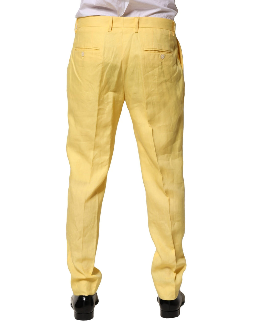 Dolce & Gabbana Linen Tapered Trousers in Yellow