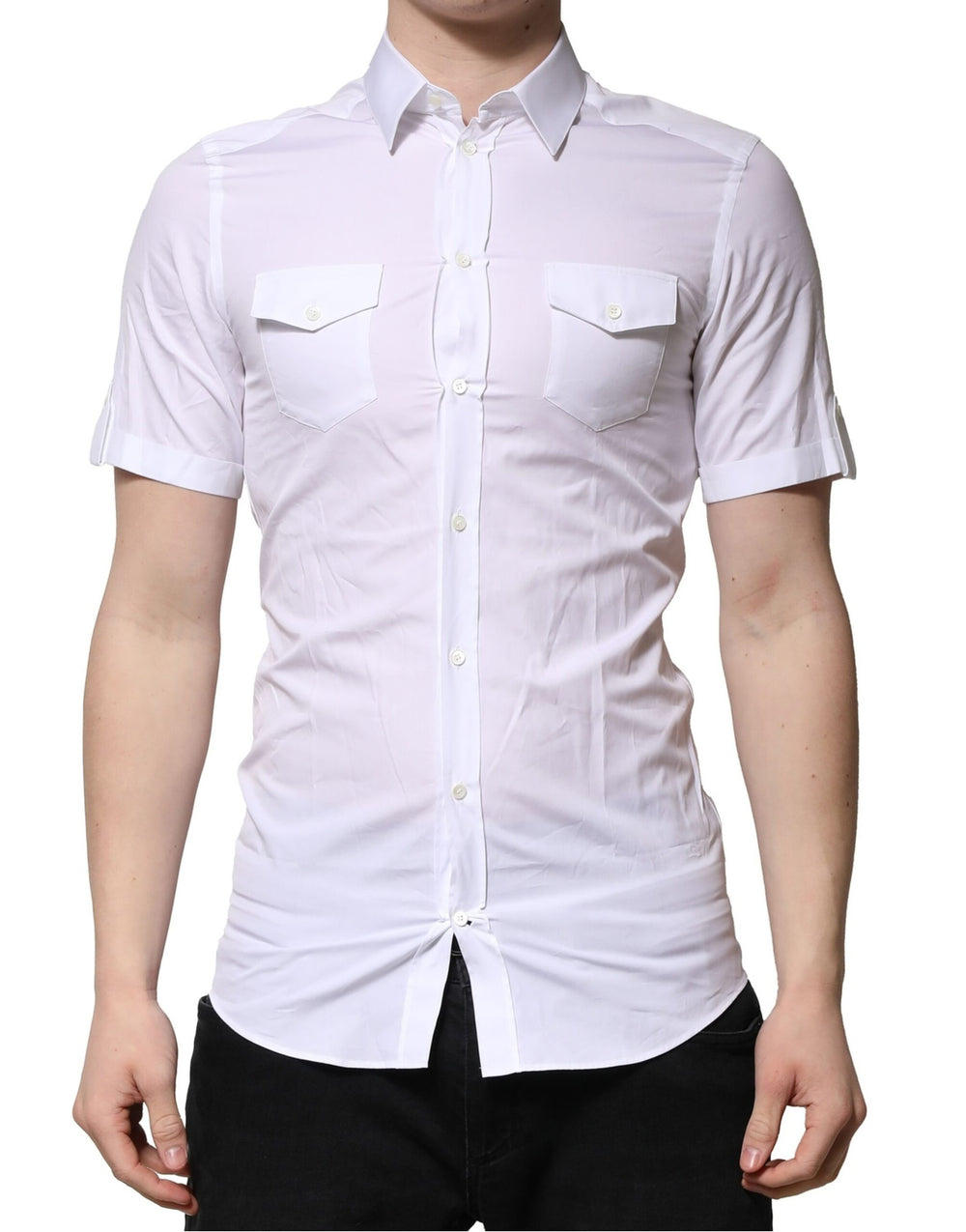 White Cotton Short Sleeves GOLD Casual Shirt mens luxury fashion - Mens Edit