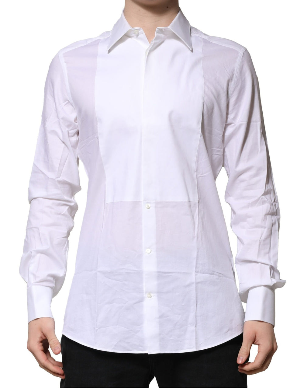 White Bib Cotton Poplin GOLD Men Formal Shirt mens luxury fashion - Mens Edit