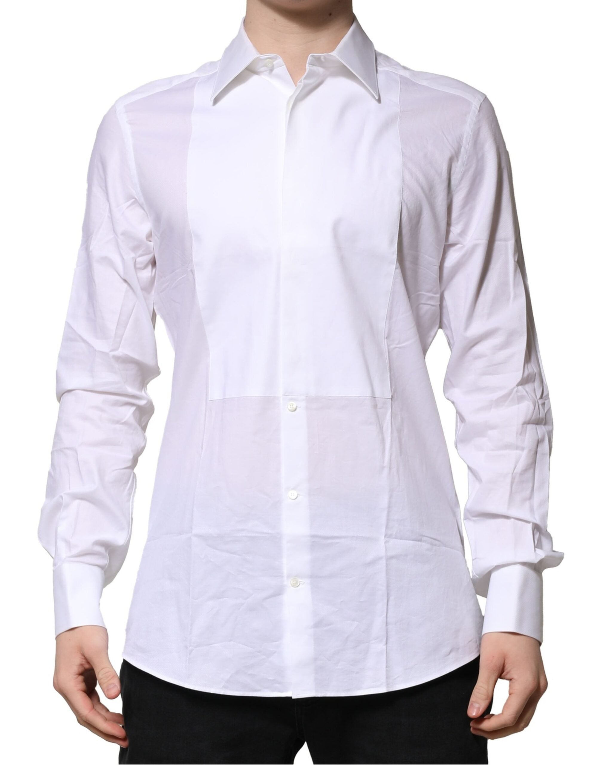 White Bib Cotton Poplin GOLD Men Formal Shirt mens luxury fashion - Mens Edit