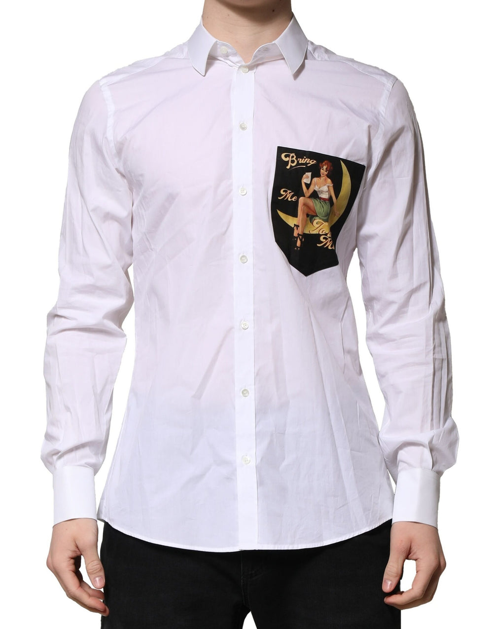 Dolce & Gabbana MARTINI Long-Sleeve Formal Shirt in White