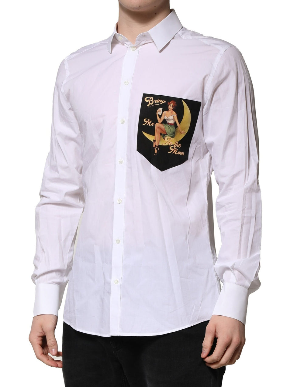 Dolce & Gabbana MARTINI Long-Sleeve Formal Shirt in White