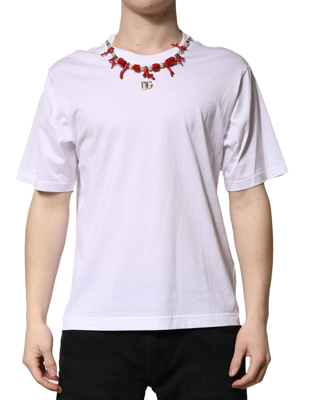 Dolce & Gabbana 100% Cotton Crew Neck T-shirt in White