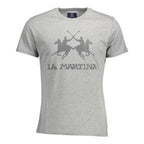 La Martina Grey Cotton Men's T-Shirt - Premium Designer | Mens Edit