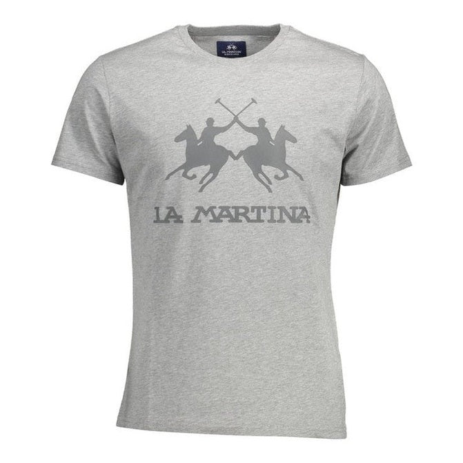 La Martina Grey Cotton Men's T-Shirt - Premium Designer | Mens Edit