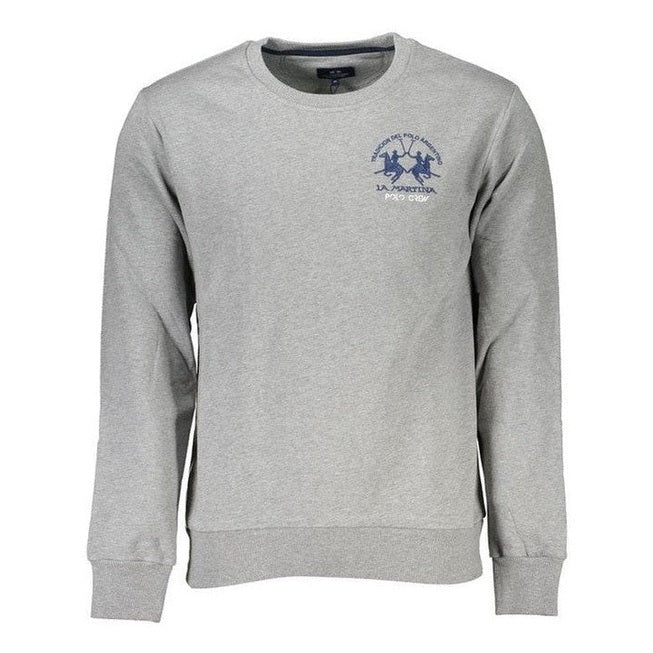 La Martina Grey Cotton Men's Relaxed Fit Sweatshirt - Designer | Mens Edit