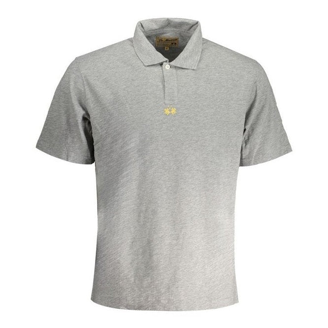 La Martina Grey Cotton Men's Polo Shirt - Luxury Designer | Mens Edit