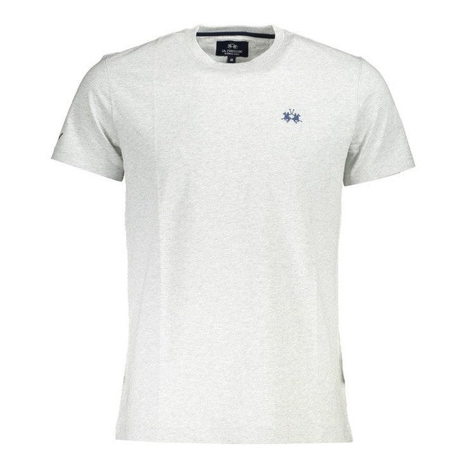 La Martina Grey Cotton Men's Logo Print T-Shirt - Designer | Mens Edit