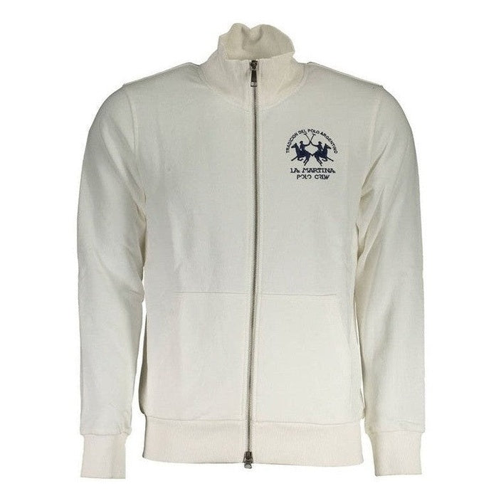 La Martina White Cotton Men's Logo Sweatshirt - Designer Fashion | Mens Edit