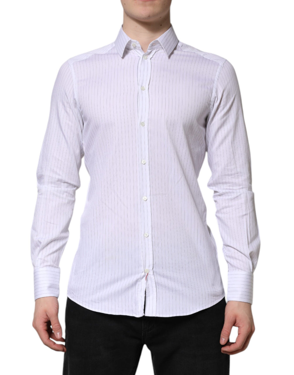 Dolce & Gabbana Cotton Striped Formal Shirt in White