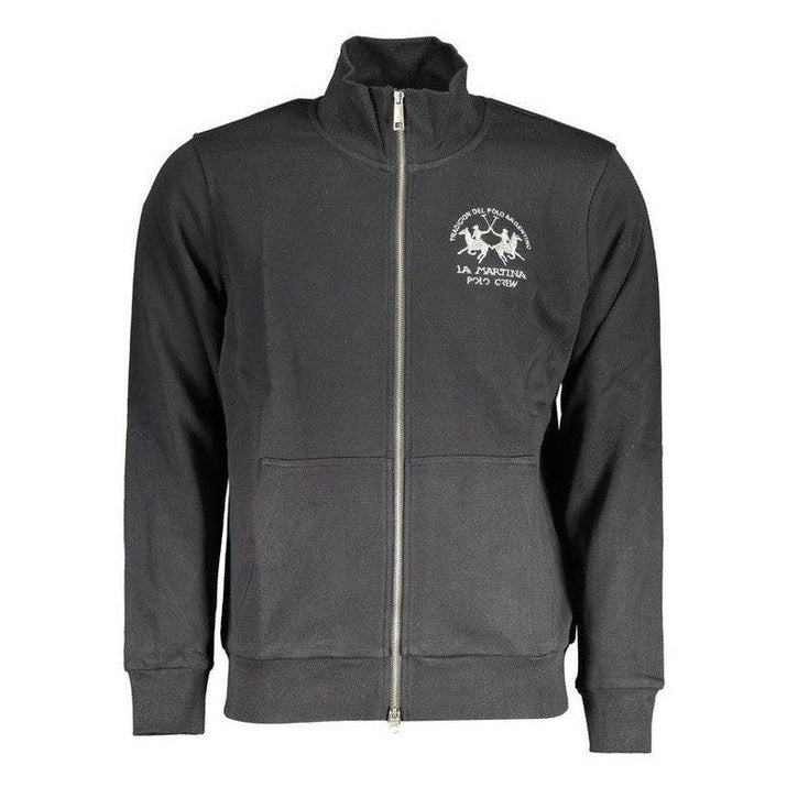 La Martina Black Cotton Men's Luxury Zip Sweatshirt - Designer | Mens Edit