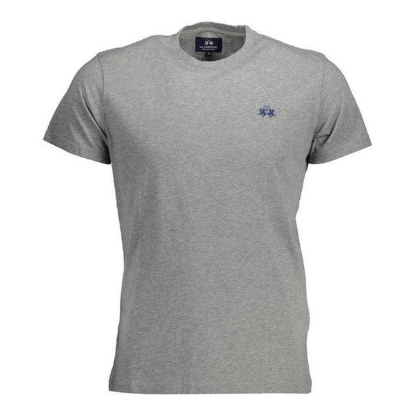 La Martina Grey Cotton Men's Logo T-Shirt - Designer Fashion | Mens Edit