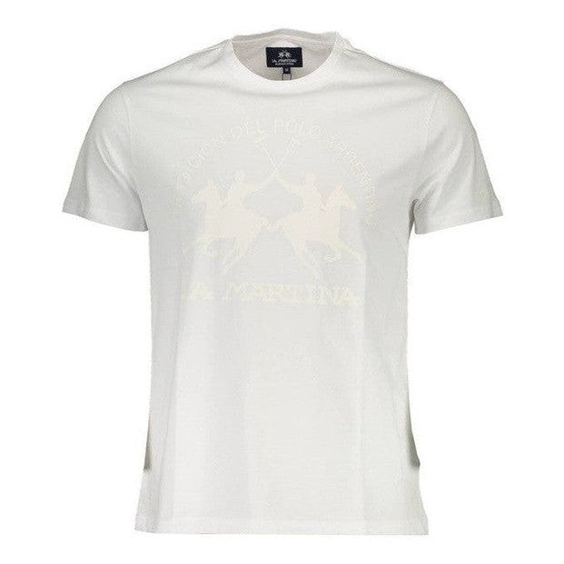 La Martina White Cotton Men's Premium Tee - Designer Fashion | Mens Edit