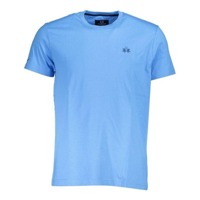 La Martina Light Blue Cotton Men's Logo Print T-Shirt - Designer | Mens Edit
