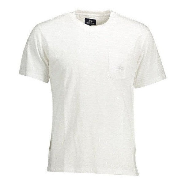 La Martina White Cotton Men's Embroidered Logo T-Shirt Classic - Designer | Mens Edit