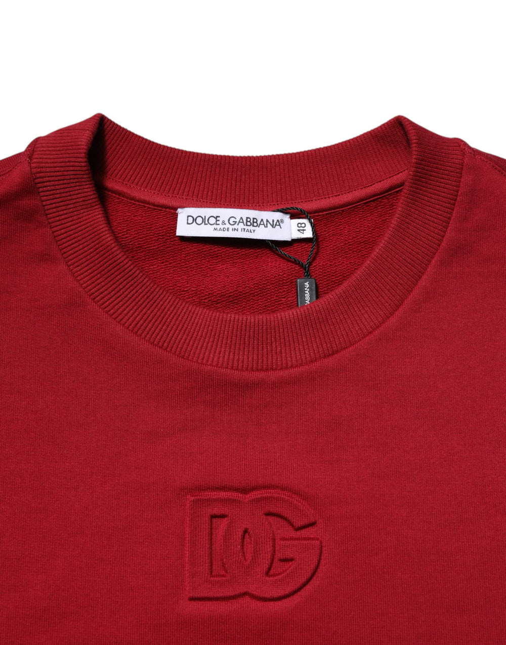 Dolce & Gabbana 100% Cotton Crew Neck Sweater in Red