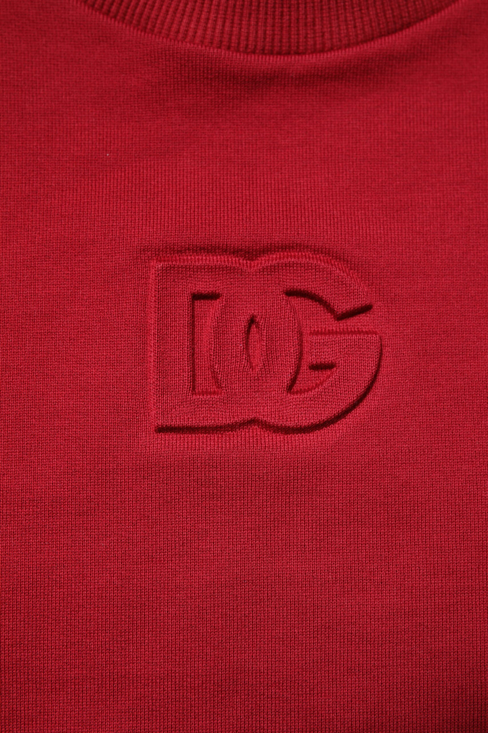Dolce & Gabbana 100% Cotton Crew Neck Sweater in Red