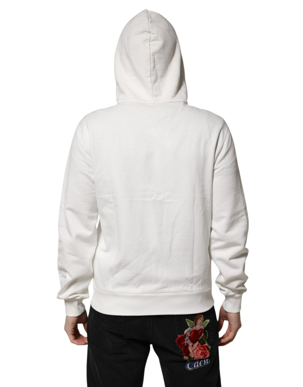 Dolce & Gabbana 100% Cotton Hooded Sweater in White