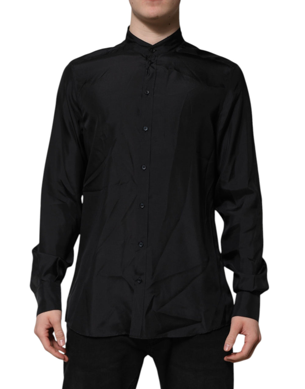 Dark Blue Silk MARTINI Men Formal Dress Shirt mens luxury fashion - Mens Edit
