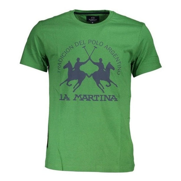 La Martina Green Cotton Men's Premium Logo T-Shirt - Designer | Mens Edit