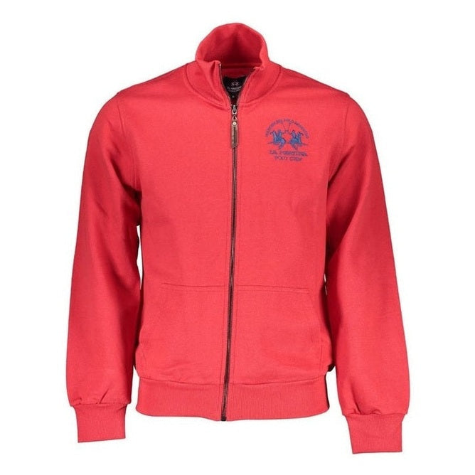 La Martina Red Cotton Men's Embroidered Sweatshirt - Designer | Mens Edit
