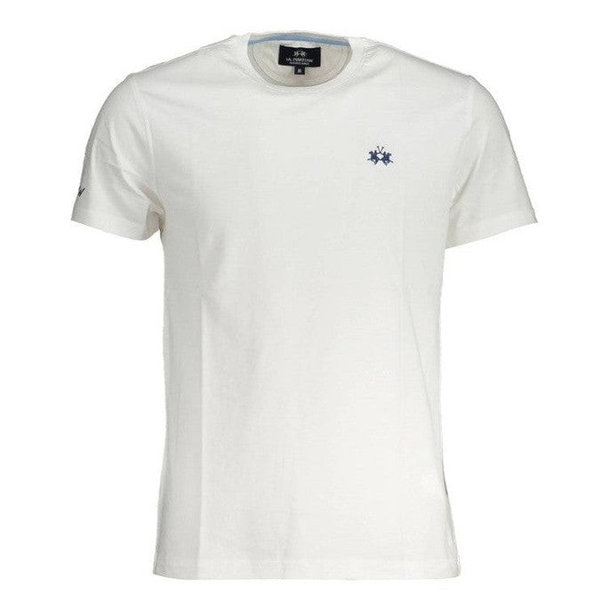 La Martina White Cotton Men's Embroidered Logo T-Shirt - Designer | Mens Edit