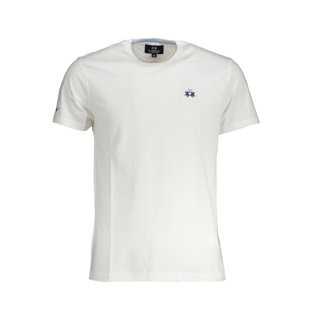 La Martina Βαμβακερό T-Shirt με Κέντημα σε Λευκό