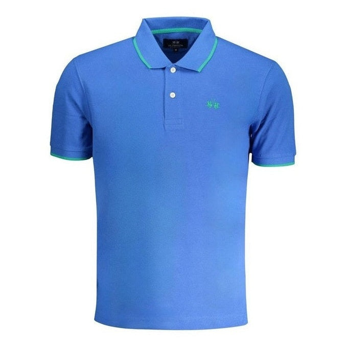 La Martina Blue Cotton Men's Classic Polo Shirt - Designer | Mens Edit