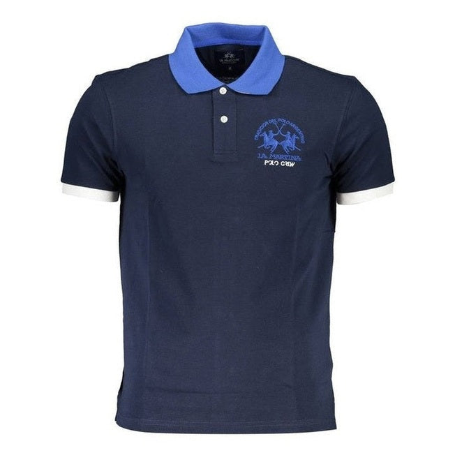La Martina Blue Cotton Men's Polo Shirt - Luxury Designer | Mens Edit