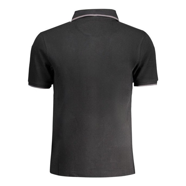 La Martina Black Piqué Cotton Polo Shirt