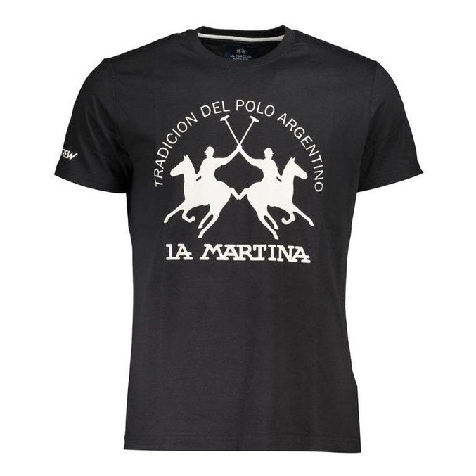 La Martina Black Cotton Men's Logo T-Shirt - Designer Fashion | Mens Edit
