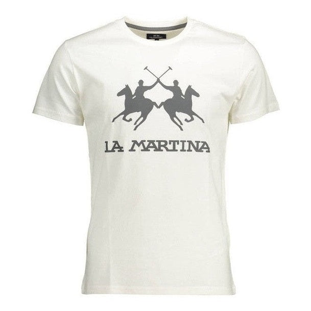 La Martina White Cotton Men's T-Shirt - Luxury Designer Fashion | Mens Edit