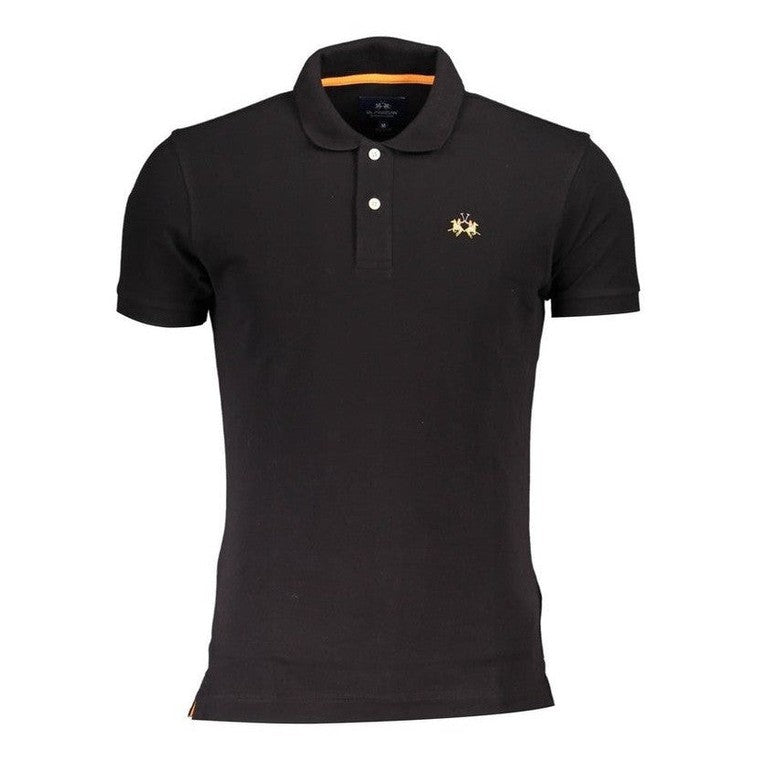 La Martina Black Cotton Men's Luxury Polo Shirt - Designer Fashion | Mens Edit