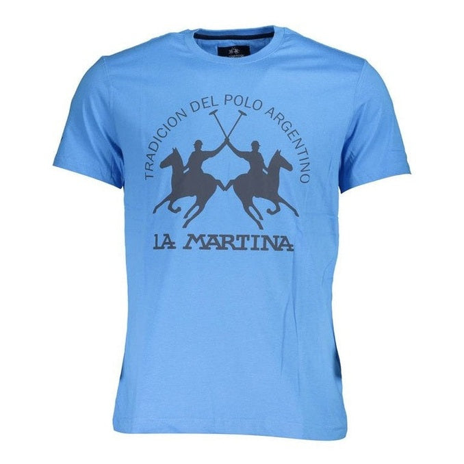 La Martina Blue Cotton Men's Graphic T-Shirt - Designer | Mens Edit