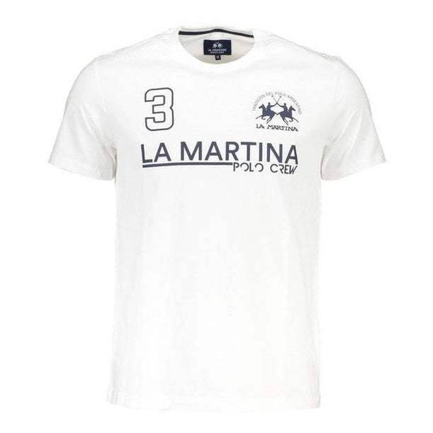 La Martina White Cotton Men's Logo T-Shirt Premium - Designer | Mens Edit