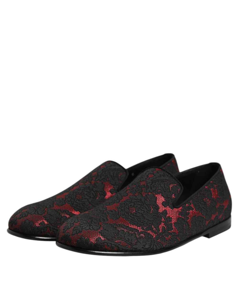 Dolce & Gabbana Leather Slip-On Loafers in Black and Red