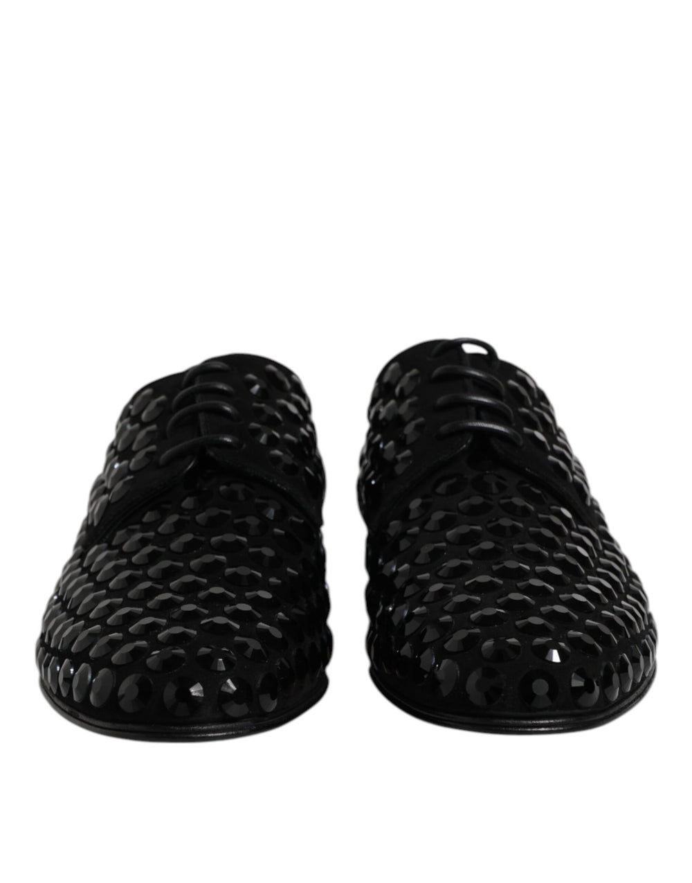 Dolce & Gabbana Suede Strass Derby Shoes in Black
