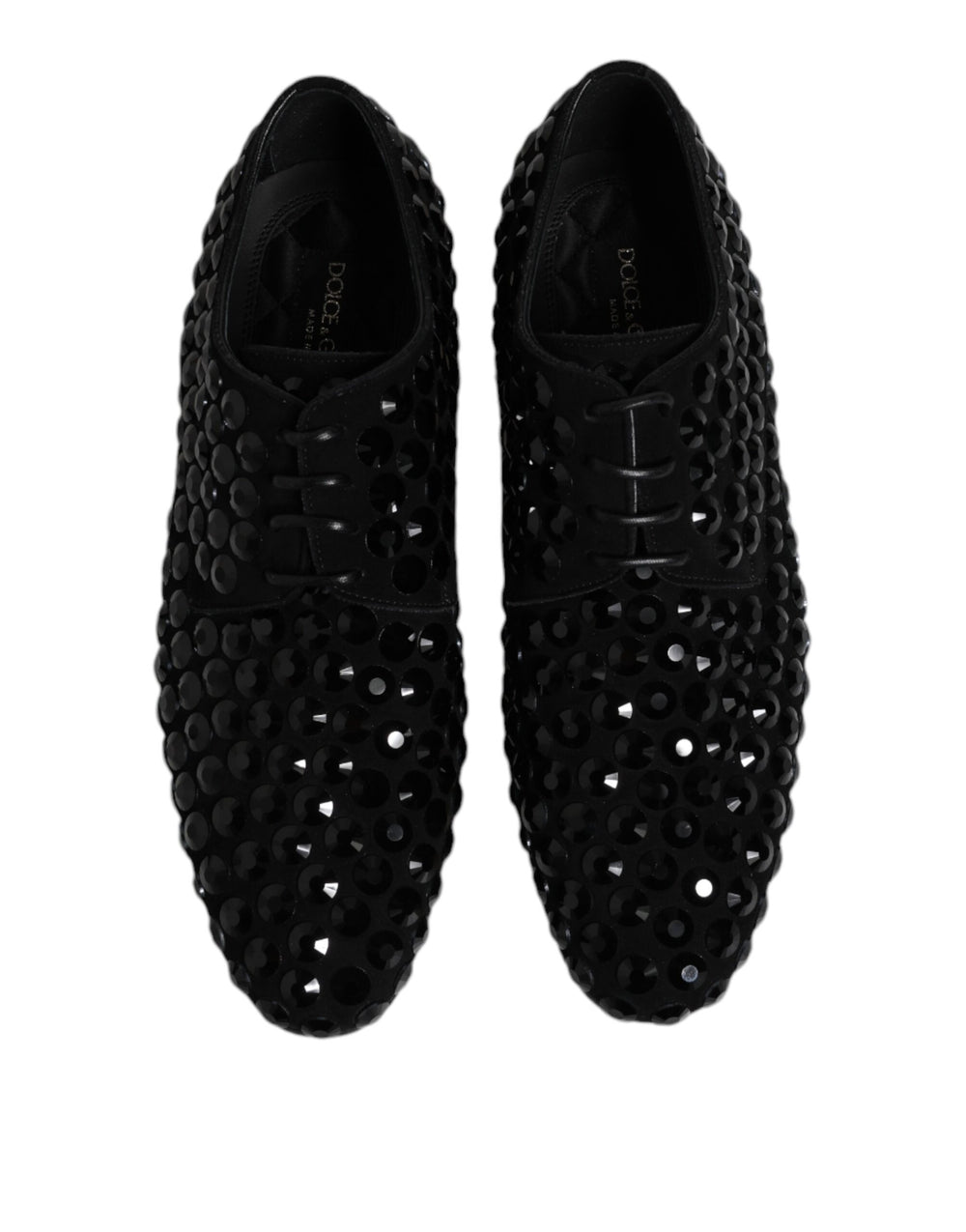 Dolce & Gabbana Suede Strass Derby Shoes in Black