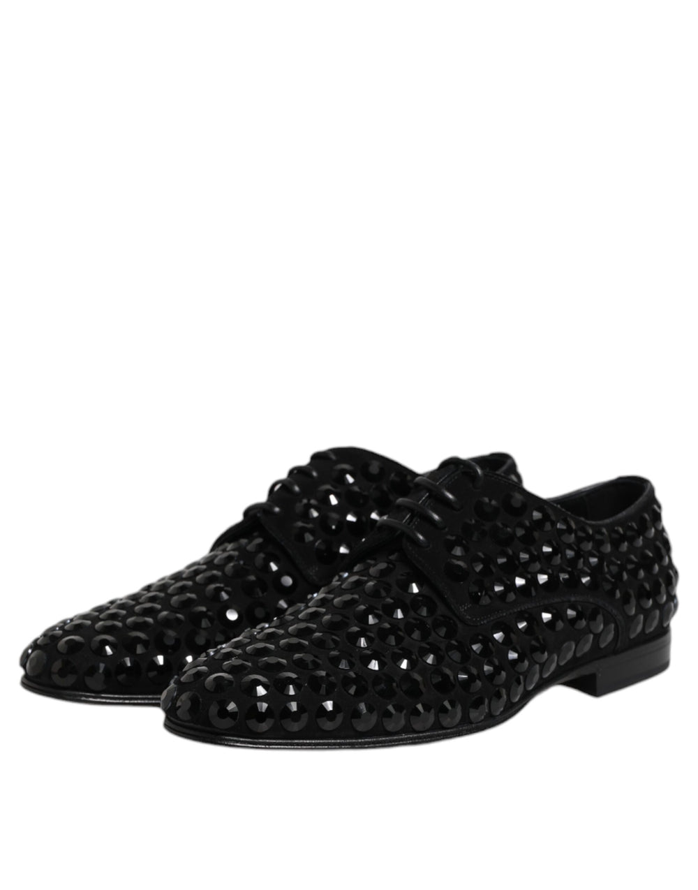 Dolce & Gabbana Suede Strass Derby Shoes in Black