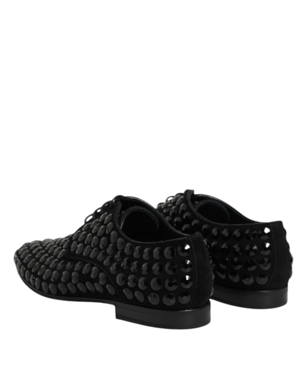 Dolce & Gabbana Suede Strass Derby Shoes in Black